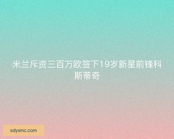 米兰斥资三百万欧签下19岁新星前锋科斯蒂奇