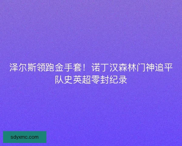 泽尔斯领跑金手套！诺丁汉森林门神追平队史英超零封纪录